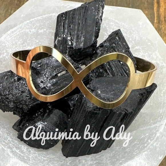 Lux gold maximalism gold infinity knot cuff bangle bracelet adjustable OS - Picture 2 of 6